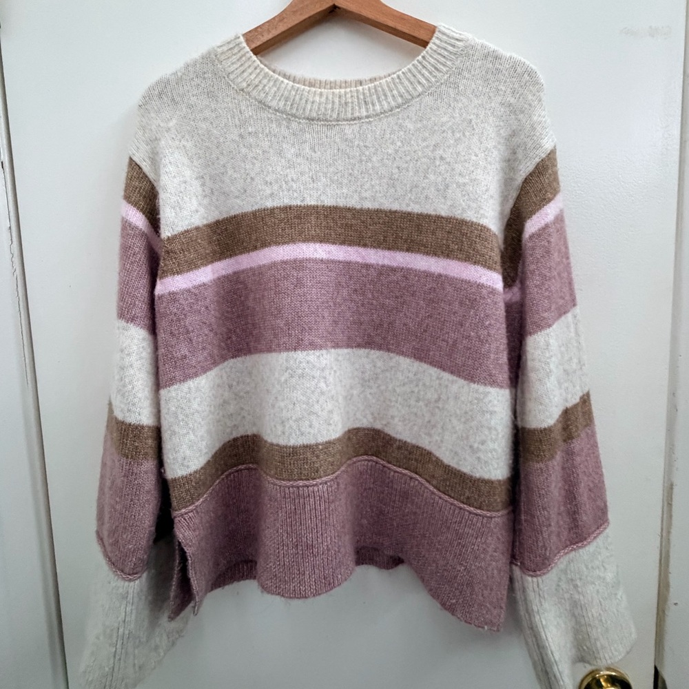 Joie Striped Sweater - Cream, Pink, and Brown